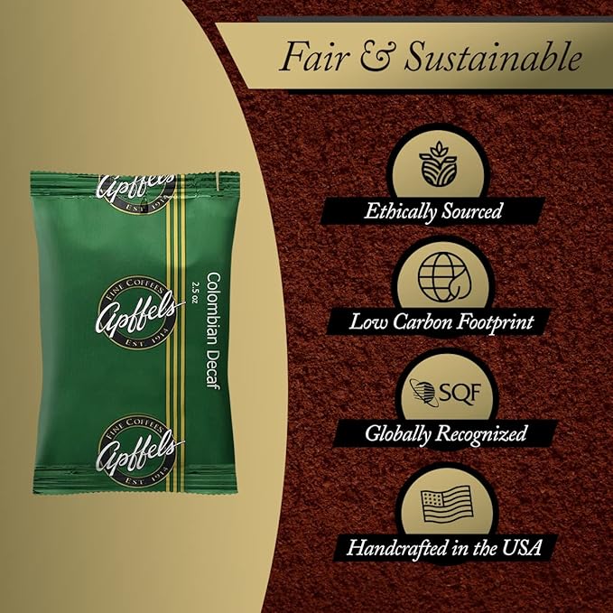 Apffels Colombian Decaf – Ground Medium Roast 100% Arabica Coffee (18 pack – 2.5 oz Each)