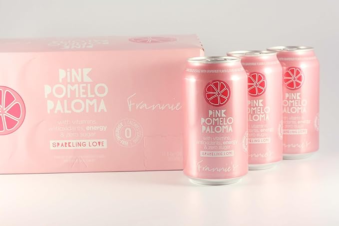 KauffmanTreats Frannie Sparkling Beverage- Zero Calories &amp Sugar Aspertame Free: 8-Ct 12 Oz. Cans (Pink Pomelo Paloma)