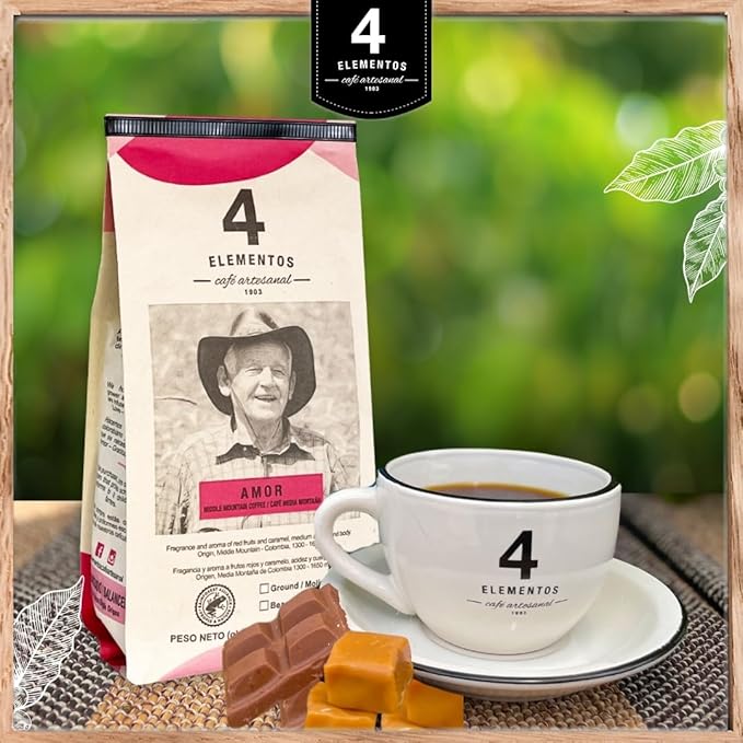 4 Elementos | Ground Specialty Coffee 35 Oz Medium Roast 100% Arabica from Colombia Red Berries &amp Caramel Notes