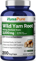 NusaPure Wild Yam Root 30:1 Extract 100 mg Equivalent to 3000 mg 200 Vegan Capsules - Women’s Health &amp Hormonal Balance - Non-GMO Vegan