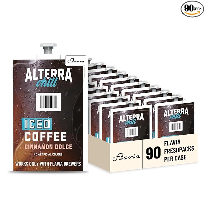 Flavia Alterra Cinnamon Dolce Iced Coffee Freshpacks works only with Flavia Brewers (Case of 90)