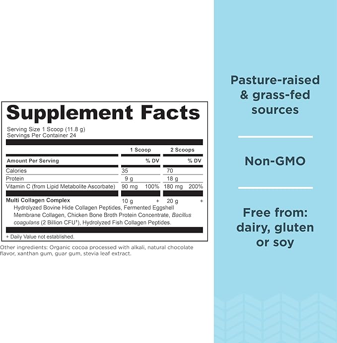 Ancient Nutrition Collagen Peptides Powder Multi Collagen Protein Women &amp Men Vitamin C Probiotics Hydrolyzed Collagen Supports Skin Joints Gut Health Chocolate 24 Servings