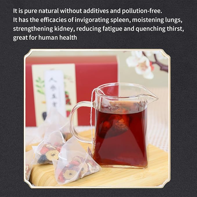 DOZO Ginseng Five Treasures Tea Kidney Tea For Men Husband Wubao Tea Bags Men's Energy Health Ginseng Maca Polygonatum Raspberry Mulberry Goji Berry Jujube 人参五宝茶 五宝茶 男人茶 补肾茶 7.05oz/20 Bags