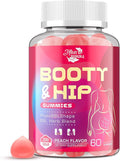 Booty Gummies for Women - BBL Gummies with Bovine Collagen Peptides - Herbal Blend with Aguaje Fenugreek Kwao Krua Wild Yam Blessed Thistle Vitamin C &amp Zinc - Delicious Peach Flavor