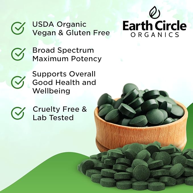 Premium Organic Chlorella / Spirulina Tablets 1000 Count (50/50) | Vegan Kosher Green Algae Superfood | Cracked Cell Wall for Maximum Absorption | High in Protein Iron Chlorophyll - Pack of 1