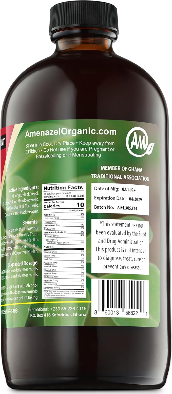 Amenazel Organic Moringa Bitters 16 fl oz