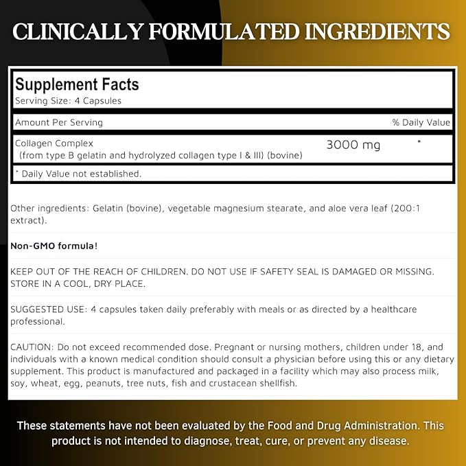 Halal Collagen Peptides Complex 750 mg – Type I &amp III Hydrolyzed Collagen for Skin Hair &amp Nails Support | 120 Capsules – Halal Certified Non-GMO Made in USA