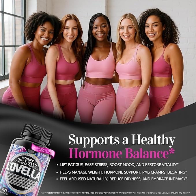 Hornygoatweed Women - Libido Booster for Women Mood Energy Fast Acting Libido Supplement w. Maca Root Female Libido Booster w. Ginseng Tribulus Hormone Balance Support Enhancer Pills - 60ct USA