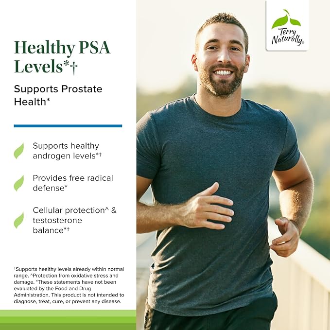 Terry Naturally Healthy PSA Levels - Dietary Supplement for Healthy Prostate &amp Hormone Balance Support - Herbal Supplement with Curcumin Turmeric Essential Oil &amp Grape Seed Extract - 60 Softg