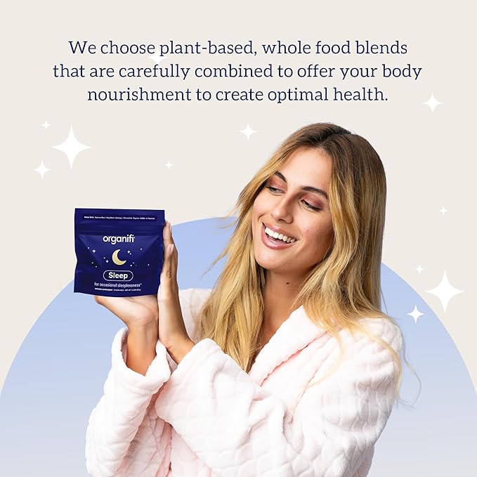 Organifi Sleep - Sleep Support with Valerian Root Lavender GABA and L-theanine - No Melatonin - Calming and Relaxing Nighttime Drink - No Gluten Dairy or Soy