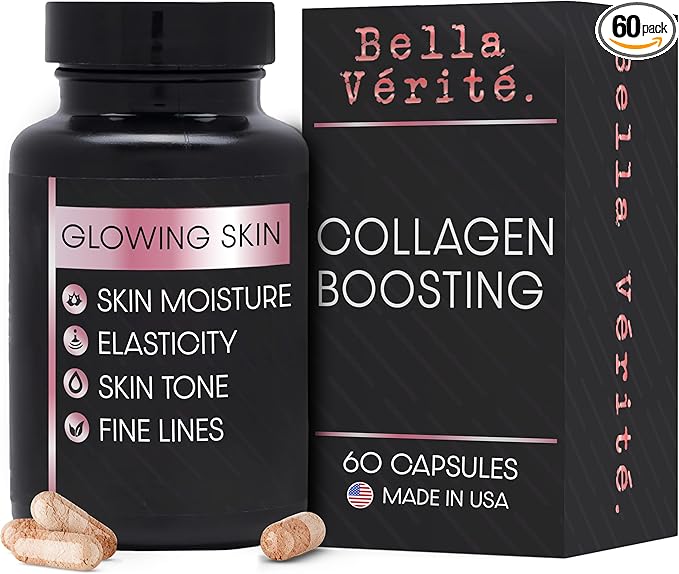 Bella Vérité Daily Collagen Supplement for Women &amp Men - Essential Vitamins for a Youthful Radiant Complexion &amp Overall Health - Support Glowing &amp Smooth Skin Reduce Wrinkles &amp Dryne