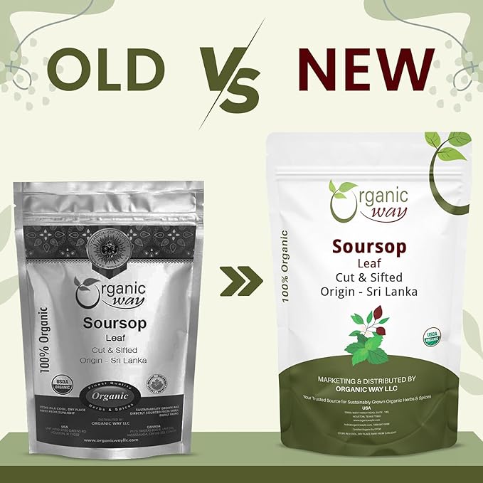 Organic Way Dried Soursop Leaf Coarse Cut (Annona Muricata) - Herbal Tea | Vegan Non GMO &amp Gluten Free | Kosher Certified | Resealable Bag | 100% Raw from Sri Lanka (8 Ounces)