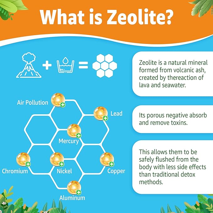 Zeolite Gummies for Kids &amp Adults Sugar Free Zeolite Detox Supplements w/ Chlorella Spirulina Minerals Choline - Gentle Body Detox &amp Cleanse Gut Health Immune Focus Energy Bone Vegan
