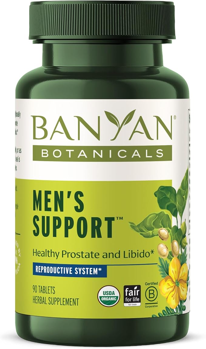 Banyan Botanicals Organic Men’s Support – Male Reproductive Vitality &amp Prostate Health Supplement – with Gokshura Ashwagandha &amp Saw Palmetto for Systemic Strength – 90 Tablets – USDA Organic