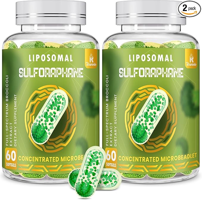 800 MG Liposomal Sulforaphane Powerful Dual-Delivery for Maximum Absorption &amp Potency Full-Spectrum Broccoli Extract Antioxidant &amp Liver Supplement 120 Softgels