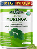 PURA VIDA MORINGA Organic Moringa Leaf Powder Premium 100% Leaf Powder Single Origin - USDA Organic Moringa Oleifera Perfect for Smoothies &amp Recipes 8 oz