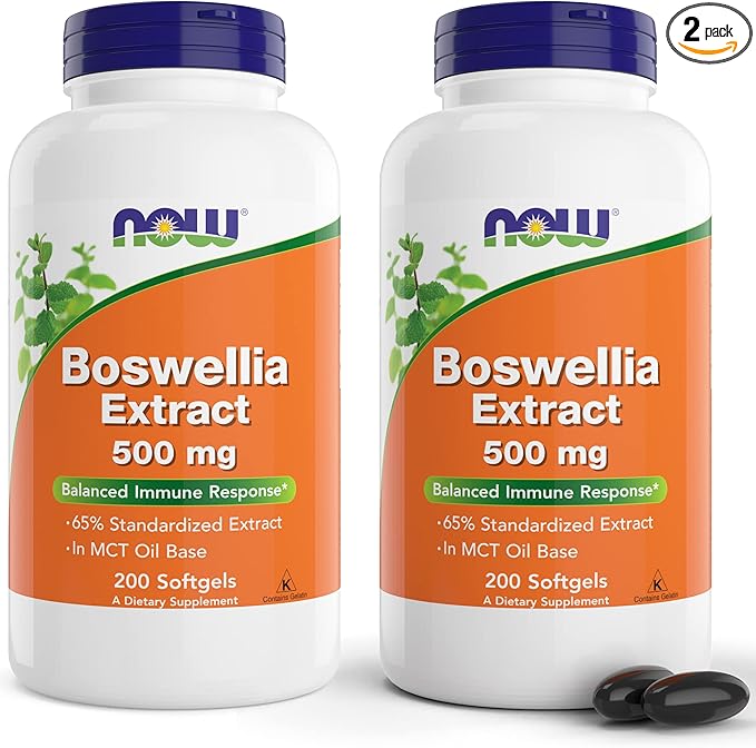 Now Boswellia Extract 500 mg 200 Softgels (Pack of 2) - Standardized Extract Supplement