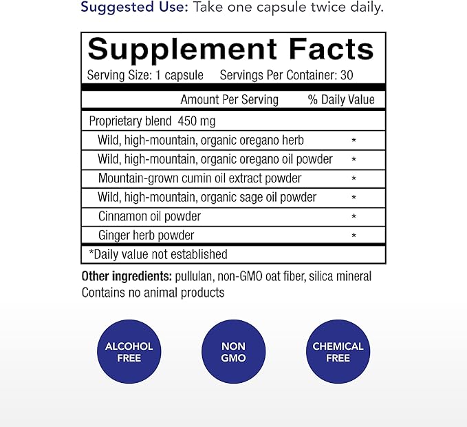 Physician's Strength Oregacillin - 30 Capsules - Multiple Spice Extract - Respiratory Health Support - 30 Servings