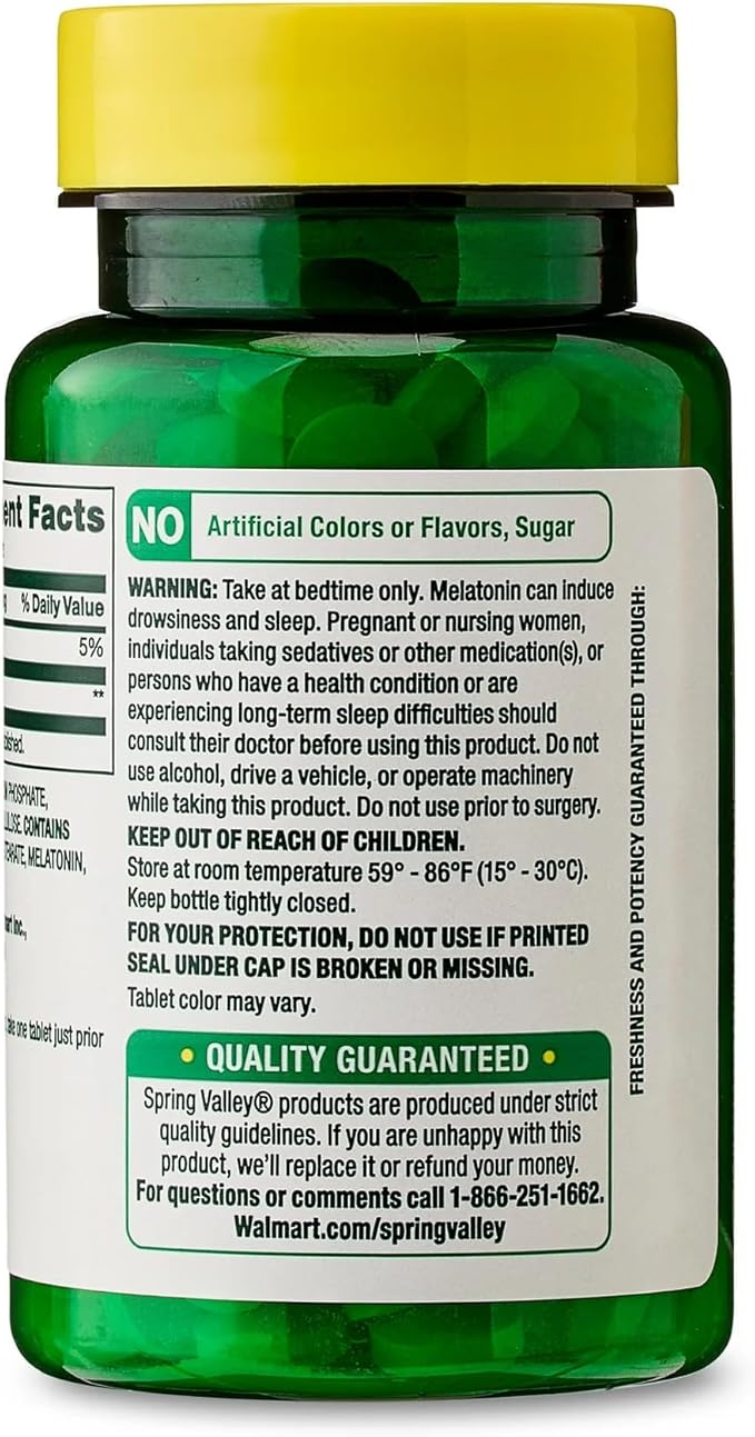 SUREFECT Spring Valley Melatonin 1mg - 120 Vegetarian Tablets - Sleep Support - Helps Maintain Normal Sleep/Wake Cycle Organizer