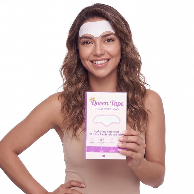 Queen Hydrating Royal Forehead Patches 20 Pcs Collagen Hyaluronic Acid Vitamin E Aloe Antie Wrinkle Beauty Treatment