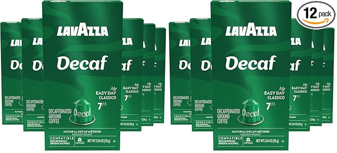 Lavazza Espresso Maestro Decaf (DEK) Aluminum Capsules Compatible with Nespresso* Original Machines Medium Espresso Roast Arabica and Robusta Blend Packaging Vary10 Count(Pack of 12)