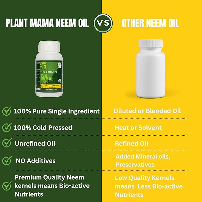 Organic 100% Cold Pressed Neem Oil (32 Fl Oz) - Pure Neem Oil for Hair Skin Nails Pets Indoor &amp Outdoor Plants &amp Garden - Unrefined All Natural Concentrated Multipurpose.