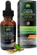 BIOACTIVE Liquid Ashwagandha Drops - Testosterone Health Supplement* - Adaptogen for Stress Support Men’s Wellness - Organic Vegetarian Gluten Free Non-GMO 59 Servings (1 Oz Honey)