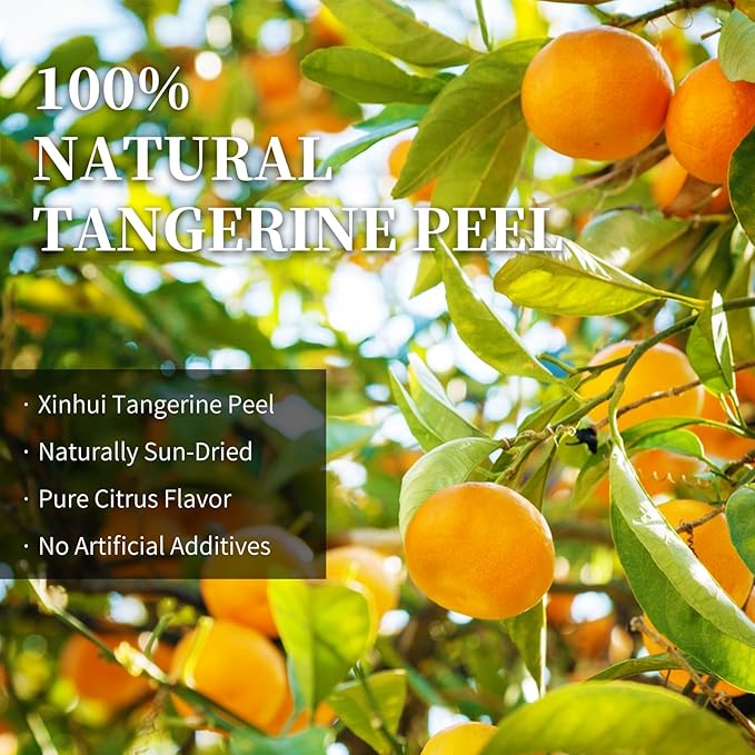 Wanhua Hall Fresh Dried Tangerine Peel Dried Mandarin Orange Peel Strips 4.94oz/140g Mandarin Pure Citrus Peel Strips Natural Mandarine Scent Suitable for Cooking &amp Tea