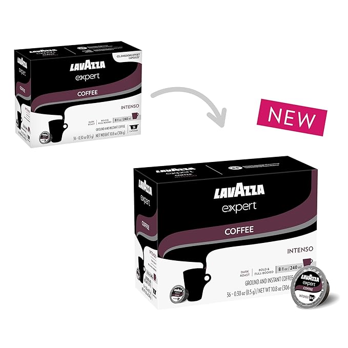 Lavazza Expert Intenso Coffee Capsules Dark Roast Arabica and Robusta Blend Compatible with Lavazza Classy Plus Machine (36 Capsules) (Pack of 2)