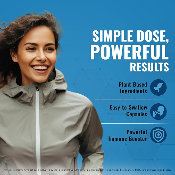 10-In-1 Immune Support Supplement: Immune Boosters for Adults &amp Kids Daily Immunity Defense with Key Immune System Vitamins Zinc Vitamin C and D Plus Elderberry Quercetin Echinacea &amp More