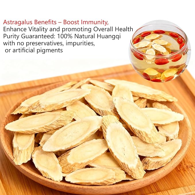 Premium Astragalus Root Slice Radix Astragali Slices100% Pure &amp Natural Huang Qi Huangqi Dried Pure Chinese Herbs for Immune Support Dried Astragalus Root for Tea Soup 黄芪片 16OZ/Bag