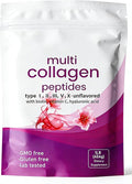 Multi Collagen Peptides Powder — 16 oz Full Spectrum Types I II III V &amp X with Biotin Hyaluronic Acid and Vitamin C for Women &amp Men — Non-GMO Formula