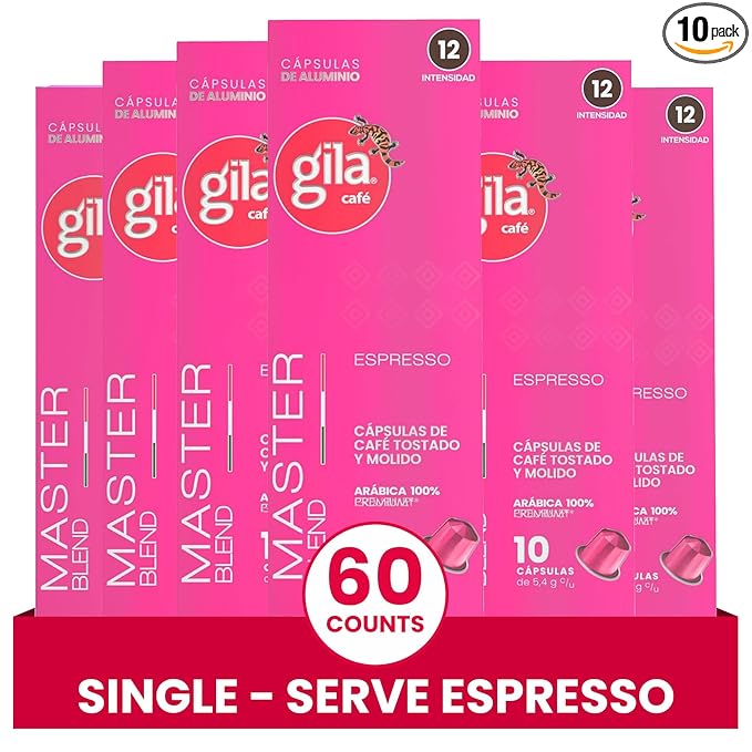GILA Café Master Blend Aluminum Coffee Capsules – Dark Roast Espresso Pods Compatible with Nespresso Original Machines – Mexican Arabica Blend with Chocolate &amp Vanilla Notes 10 Count