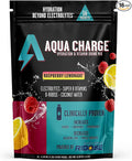Grab The Gold Aqua Charge Electrolytes Drink Mix | Naturally Flavored Sugar-Free Hydration Drinks with B Vitamins | Vegan Gluten-Free Non-GMO | Raspberry Lemonade - 16 Packs Made in USA