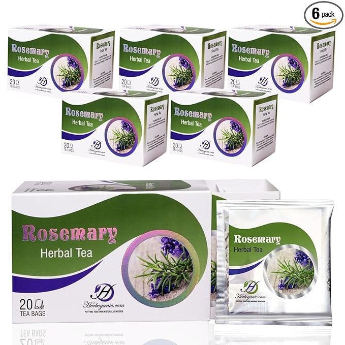 HERBOGANIC Rosemary Herbal Tea - Digestion Support and Immune Boost | Refreshing and Delicious Blend | Natural Ingredients | 120 Tea Bags