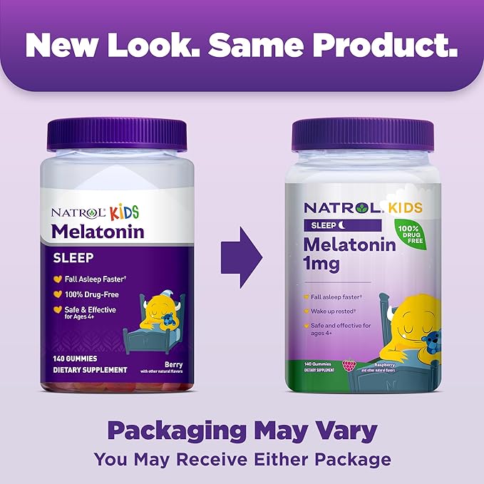 Natrol Kids Melatonin 1mg 140 Berry Gummies &amp Adults Melatonin 5mg 90 Strawberry Gummies Sleep Aid