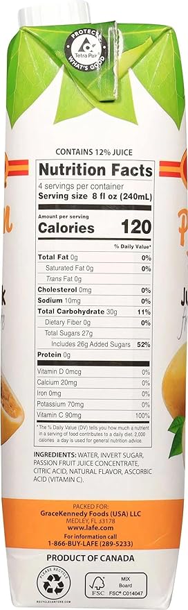 La Fe Fruit Juice Drink – Fresh Mango Guava &amp Passion Fruit Juices Rich in Vitamin C Sweet &amp Refreshing for Kids Family &amp On the go 3-Pack 33.8 Fl Oz Each