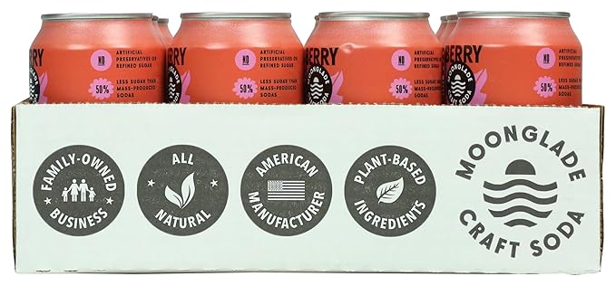 NEW! Moonglade Organic Strawberry Hibiscus Ginger Beer Tropical Blend Small Batch Craft Mixer Non-Alcoholic Craft Soda (12 Pack)