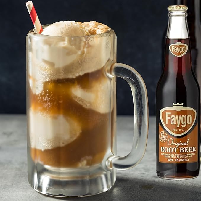 Faygo Root Beer | Delicious Root Beer with Real Cane Sugar | 12 oz Glass Bottles with Crazy Soda Pop Bottle Opener (12 Pack)