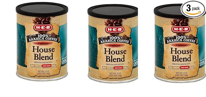 H‑E‑B Premium 100% Arabica House Blend Med‑Dark Roast Ground Coffee 13 oz(pack of 3)