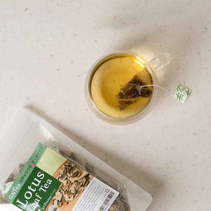 [GNTea] Vegan Lotus Leaf tea 30 teabags (pack of 1) 1.06oz Triangle teabag (PLA) Handmade Roasting Leached tea