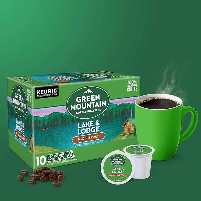 Green Mountain Coffee Roasters Lake and Lodge Blend Keurig Single-Serve K-Cup pods Dark Roast Coffee 60 Count (6 Packs of 10)