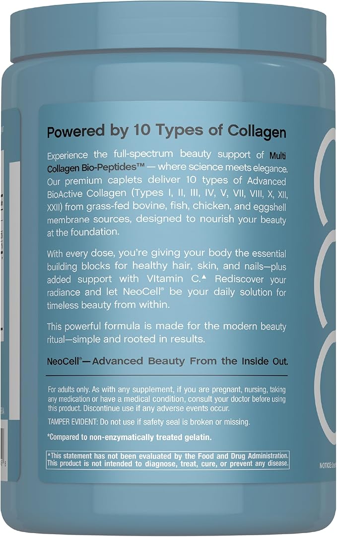 NeoCell Multi Collagen Peptides Pills | 360 Caplets | Superior Absorption | Types I II III IV VIII X XII XXII | for Women and Men