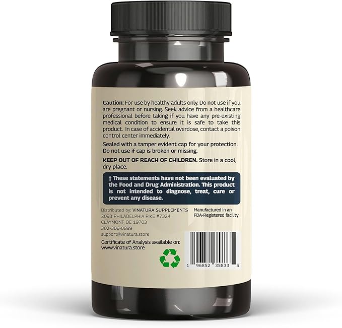 VINATURA Red Vine Leaf Extract - Horse Chestnut 1300mg/serving *USA Made and Tested* Circulation and Vein Support for Healthy Legs - Helps Blood Flow Leg Circulation - 60 Capsules (30 Servings)