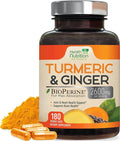 Turmeric Curcumin Supplement - 2200mg Curcumin Complex &amp 400mg Organic Ginger per Serving - 95% Curcuminoids &amp BioPerine Black Pepper for Best Absorption &amp Joint Support Bottled in USA -