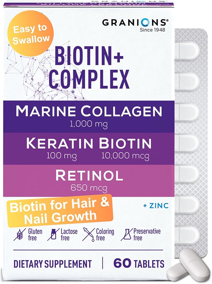 Granions Marine Collagen Pomegranate Powder Biotin Keratin Collagen Complex and Collagen Complex CoQ10 Bundle