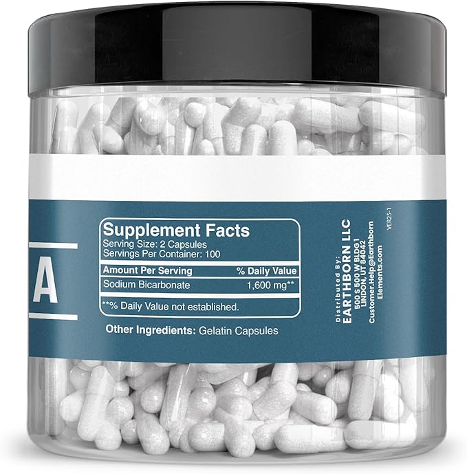 Earthborn Elements Baking Soda Capsules 200 Capsules Sodium Bicarbonate