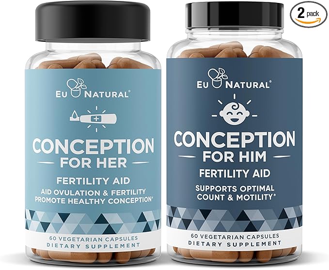 Conception for Her &amp Conception for Him Bundle - Fertility Supplements for Couples - Hormonal Balance Cycle &amp Ovulation Support + Sperm Count Motility &amp Strength - 120 Vegetarian Capsule