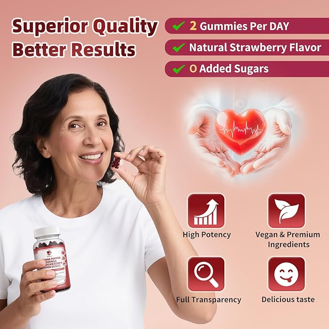 Lukaree 16 in 1 Cayenne Pepper Gummies- Sugar-Free 20x Capsaicin Supplements Complex w/Moringa Hawthorn Beet Root - Plus Wormwood Citrus Bergamot Support Circulation* &amp Overall Wellness* - 60 C