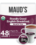 Maud's Organic English Breakfast Black Tea Pods 48 ct Single Serve Pods – 100% Gourmet Blended Tea Leaves Compatible with Keurig K Cups Maker